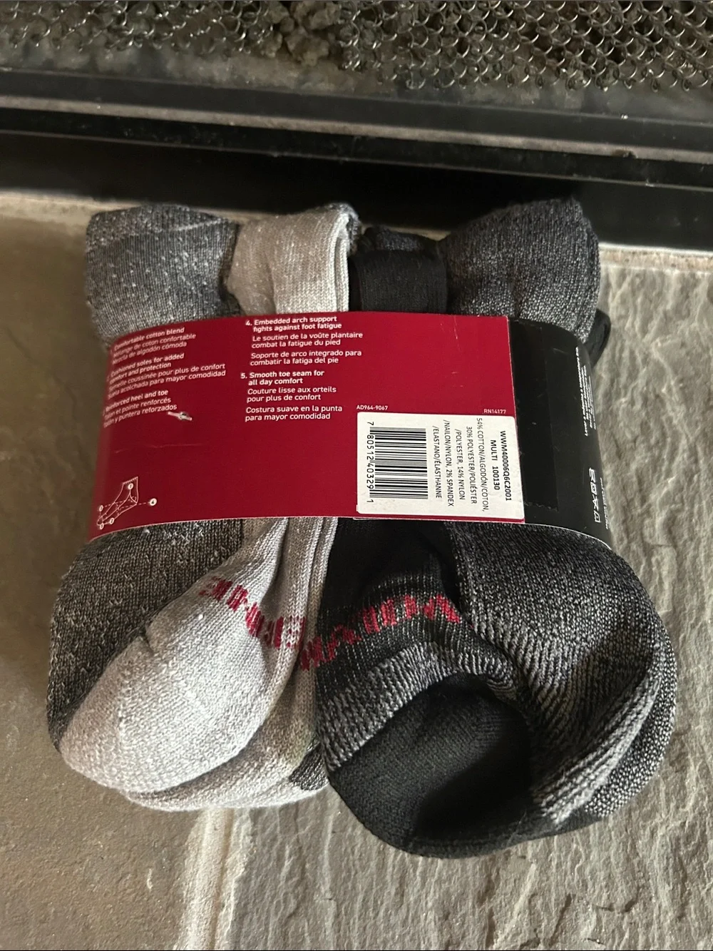 Wolverine Quarter Work Socks - Black & Gray (6 Pack)